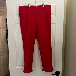 Ann Taylor red slacks with flare hem